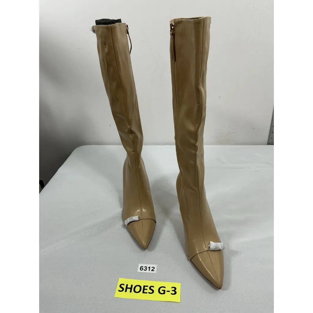 Womans Counco Knee High Boots Stiletto 9 Tan Full Zip Pointed Toe NWOT Brown - Image 3