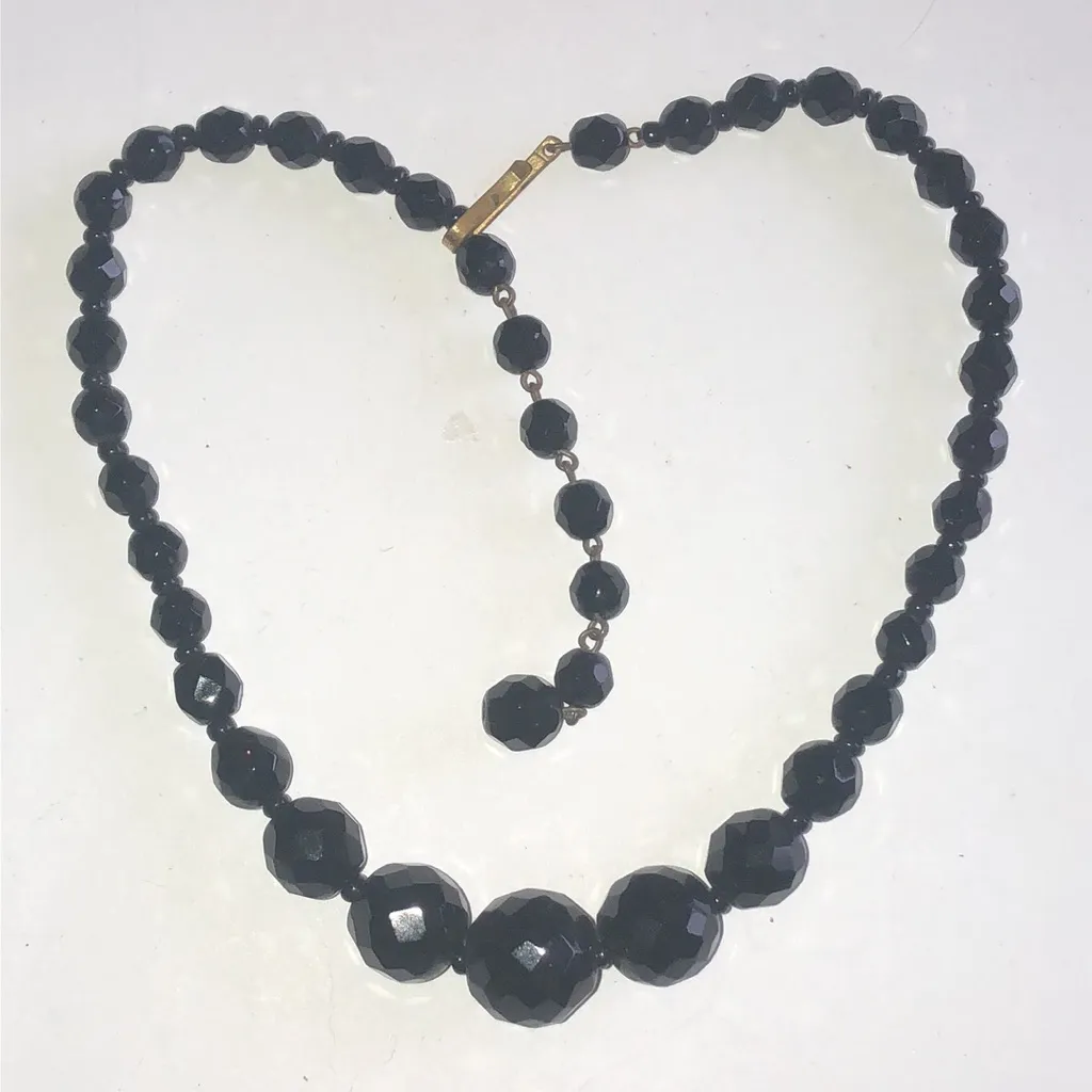 M. West Germany Elegant Black Glass Beaded Choker Necklace - Image 4