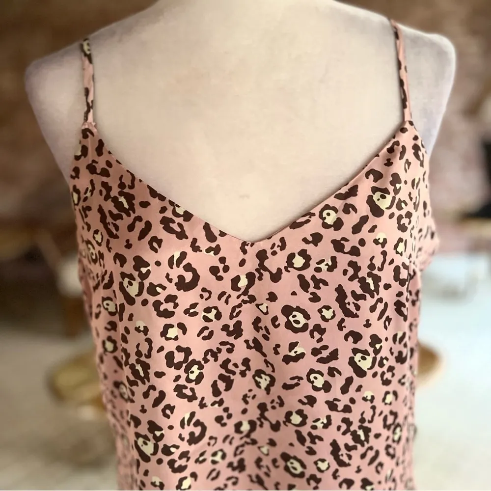 NWT Hem & Thread Slip Dress Satin Pink Animal Print Leopard M Cocktail Party Mod - Image 4