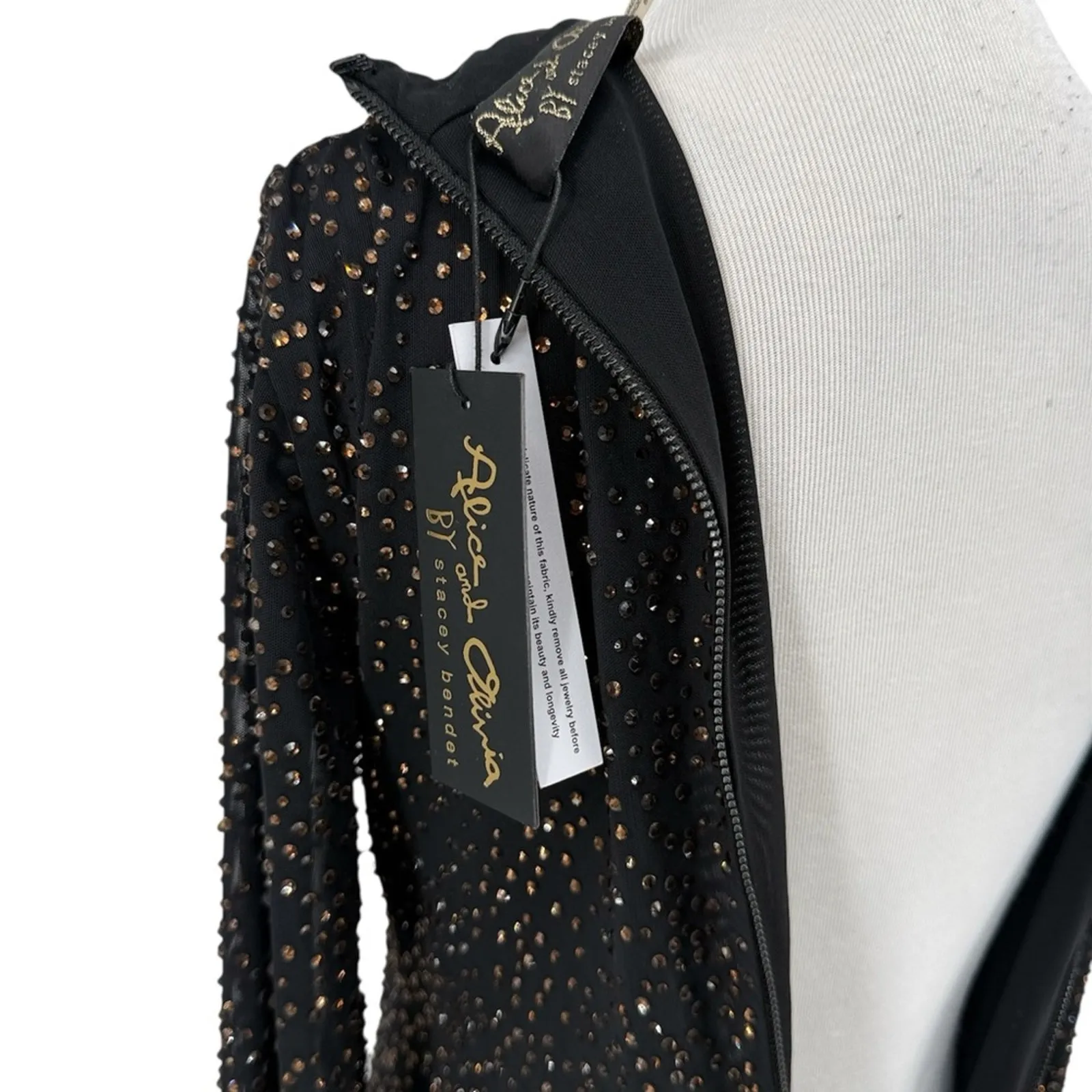 Alice and Olivia Delora Embellished Maxi Gown Black Dress Size 6 NWT - Image 13