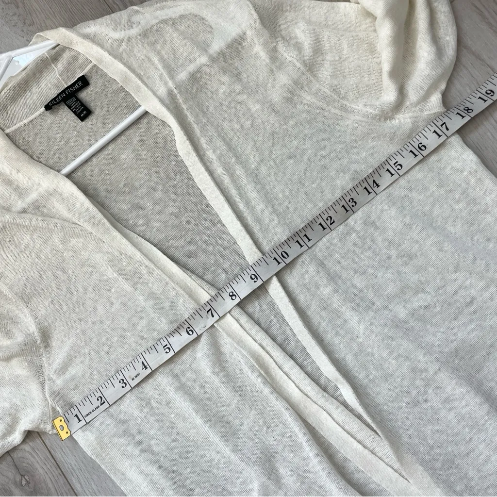 Eileen Fisher Cardigan organic linen crepe duster womens White (medium) natural - Image 4