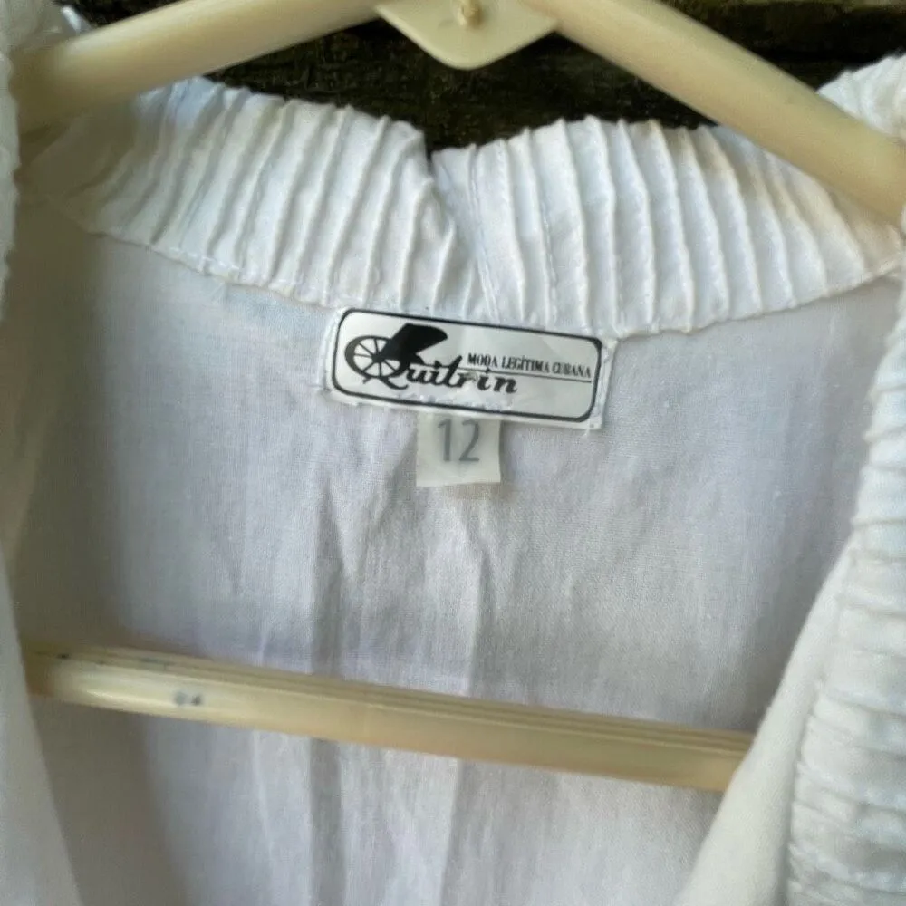 Quitrin size 12 Legitimate Cuban Fashion white multi texture cotton shift dress. - Image 7