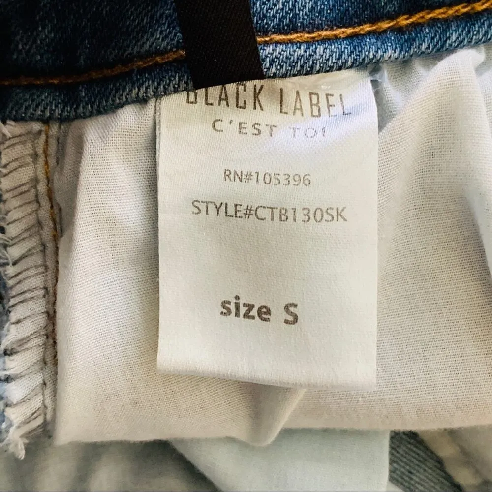 2Sable by Black Label Skirt Distressed Frayed Hem Denim Jean Mini Skirt Small Blue - Image 9