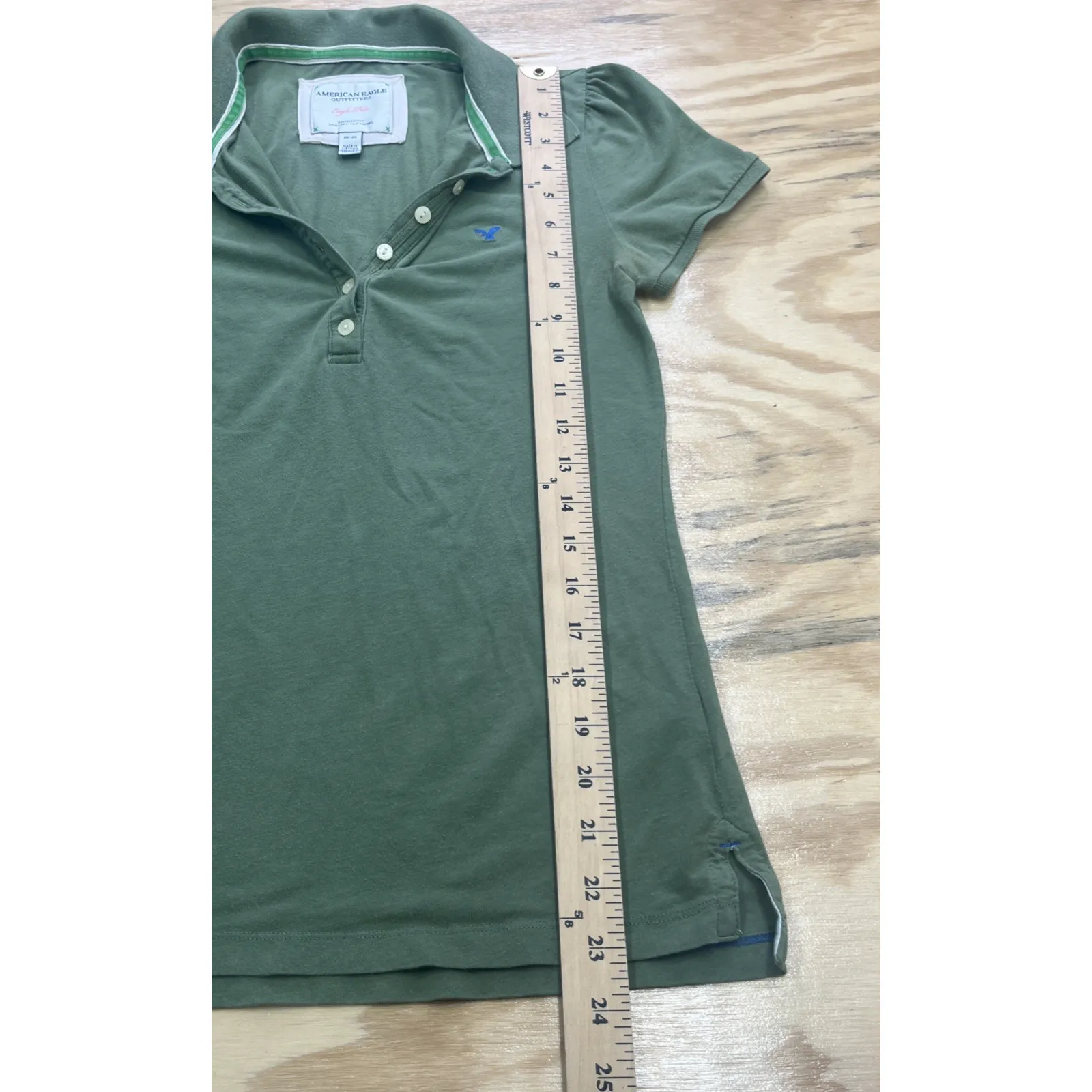 American Eagle Y2k Polo Baby T Shirt Women's Size Medium Green Preppy Fitted - Image 14