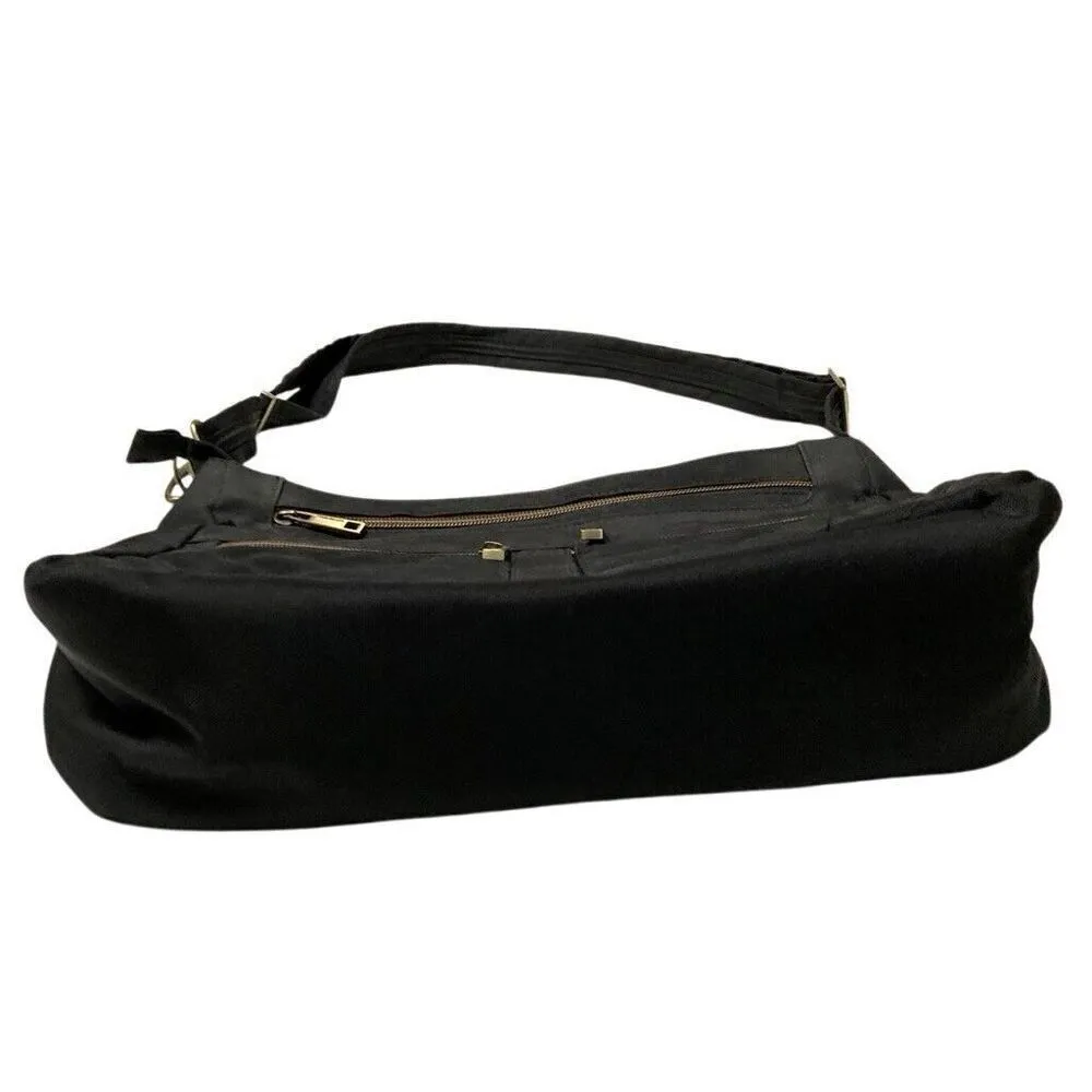 Travelon Black Quilted Nylon Large Crossbody Bag Travel Purse Brass Hardware - Image 5