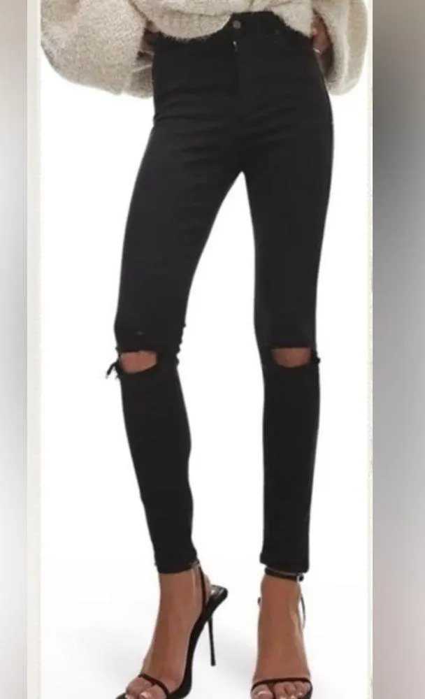 HALE Women's Joyce Sculpted High Rise
Skinny Crop Jean 28 Black Destroyed NWT - Image 2