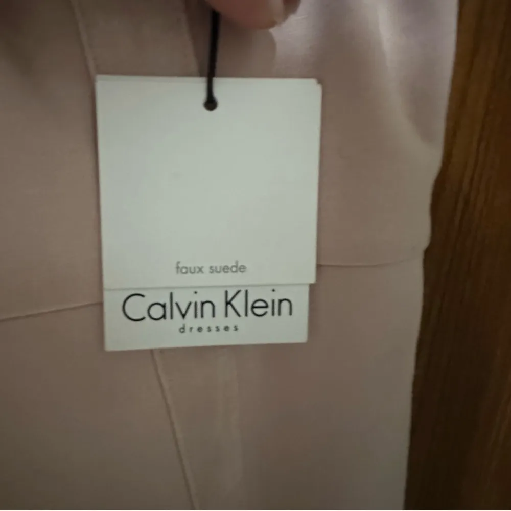 Calvin Klein Women’s Dress Sz14 Faux Suade Blush Pale Soft Pink Midi Shift $134 - Image 8