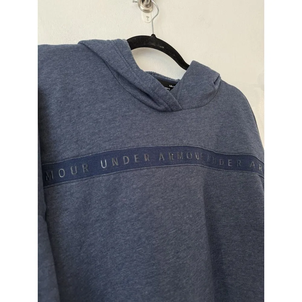 Under Armour Project Rock Navy Blue Logo Cropped Hoodie Sweatshirt Womens Large - Image 3