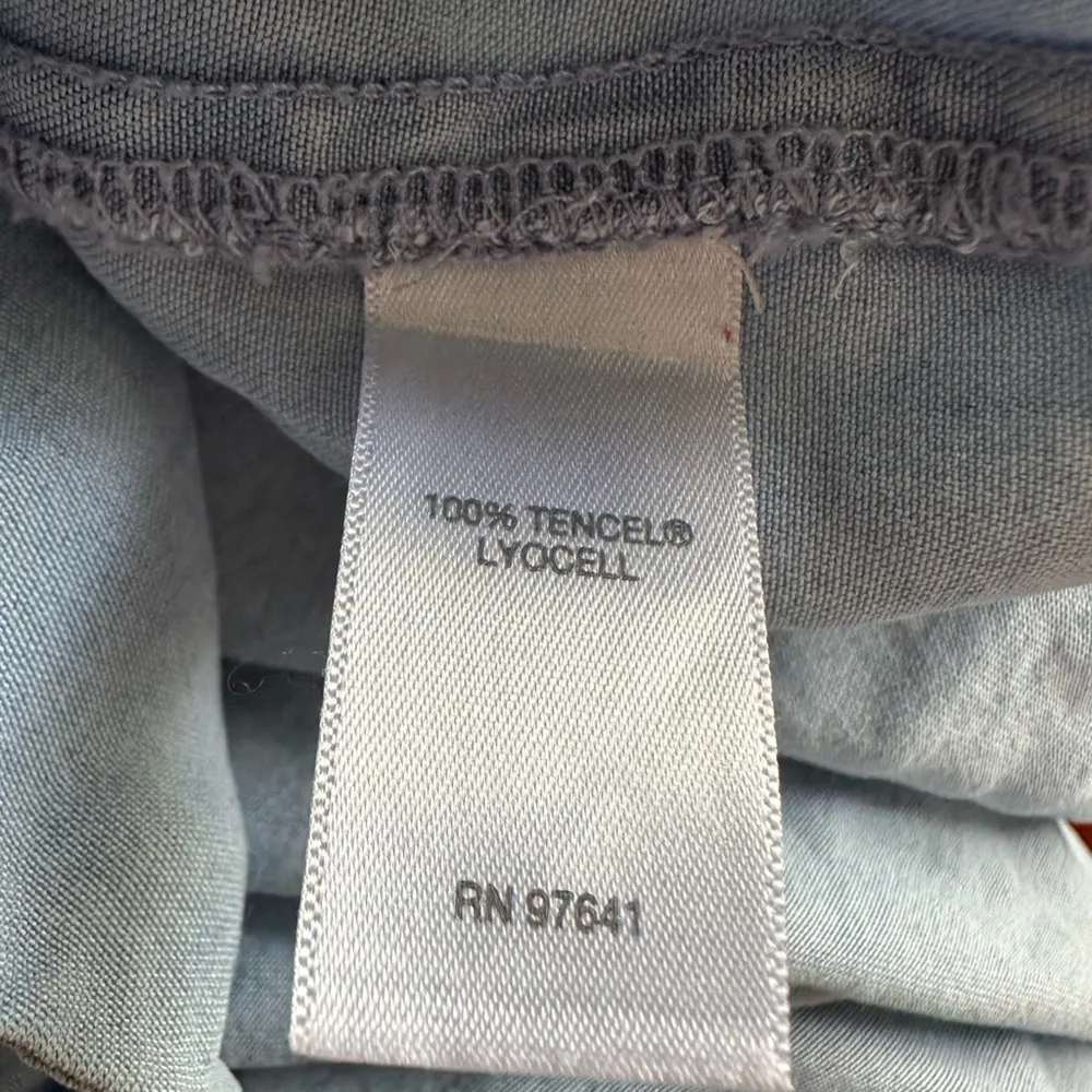 J. Jill Tencel Chambray Blue Long Sleeve Shirt Nautical Coastal Vacation Resort Size XS - Image 7