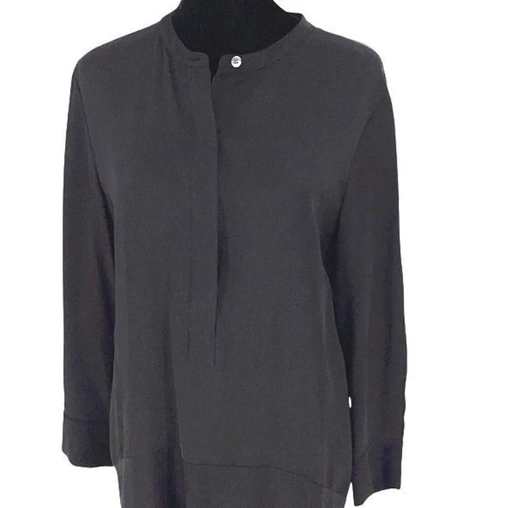 Theory Womens Long Sleeve Carstan‎ A-Line Hi-Low Silk Mini Dress Black Size 6 - Image 2