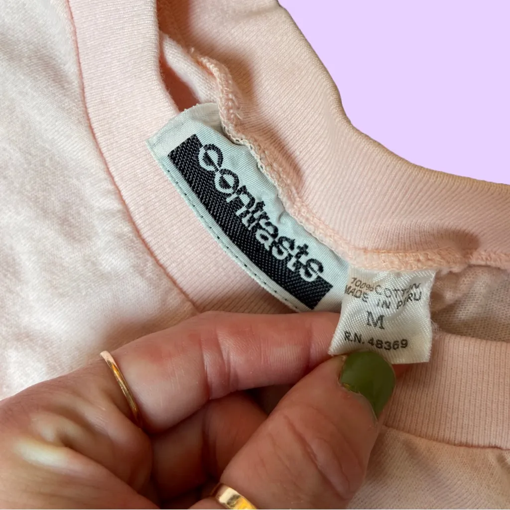 Vintage 90s Baby Pink Slightly Cropped T Shirt 🔥 Size M - Image 2