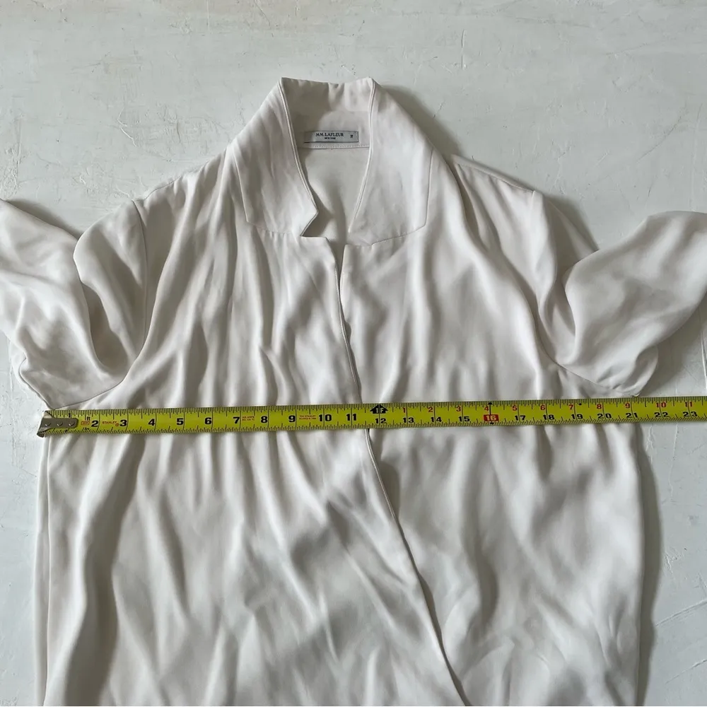 MM LaFleur Top Womens White Drapped Long Sleeve Blouse Size M - Image 4