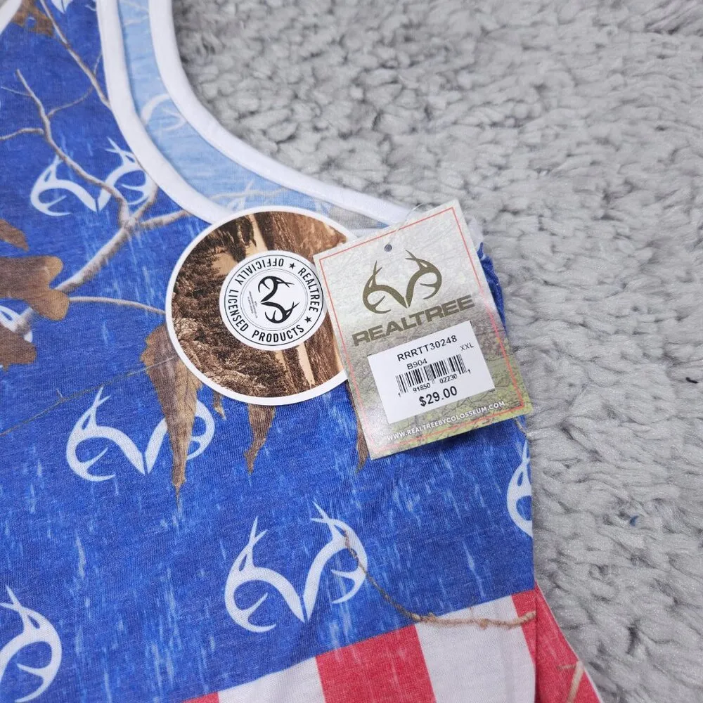 Realtree Patriotic Tank Top Tee American Stars Stripes Flag Sleeveless Size XXL - Image 3