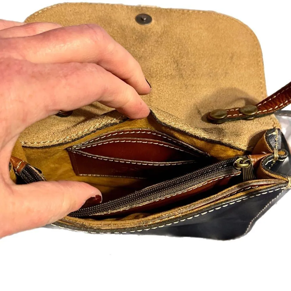 Vintage Patricia Nash Navy Blue leather crossbody bag - Image 7