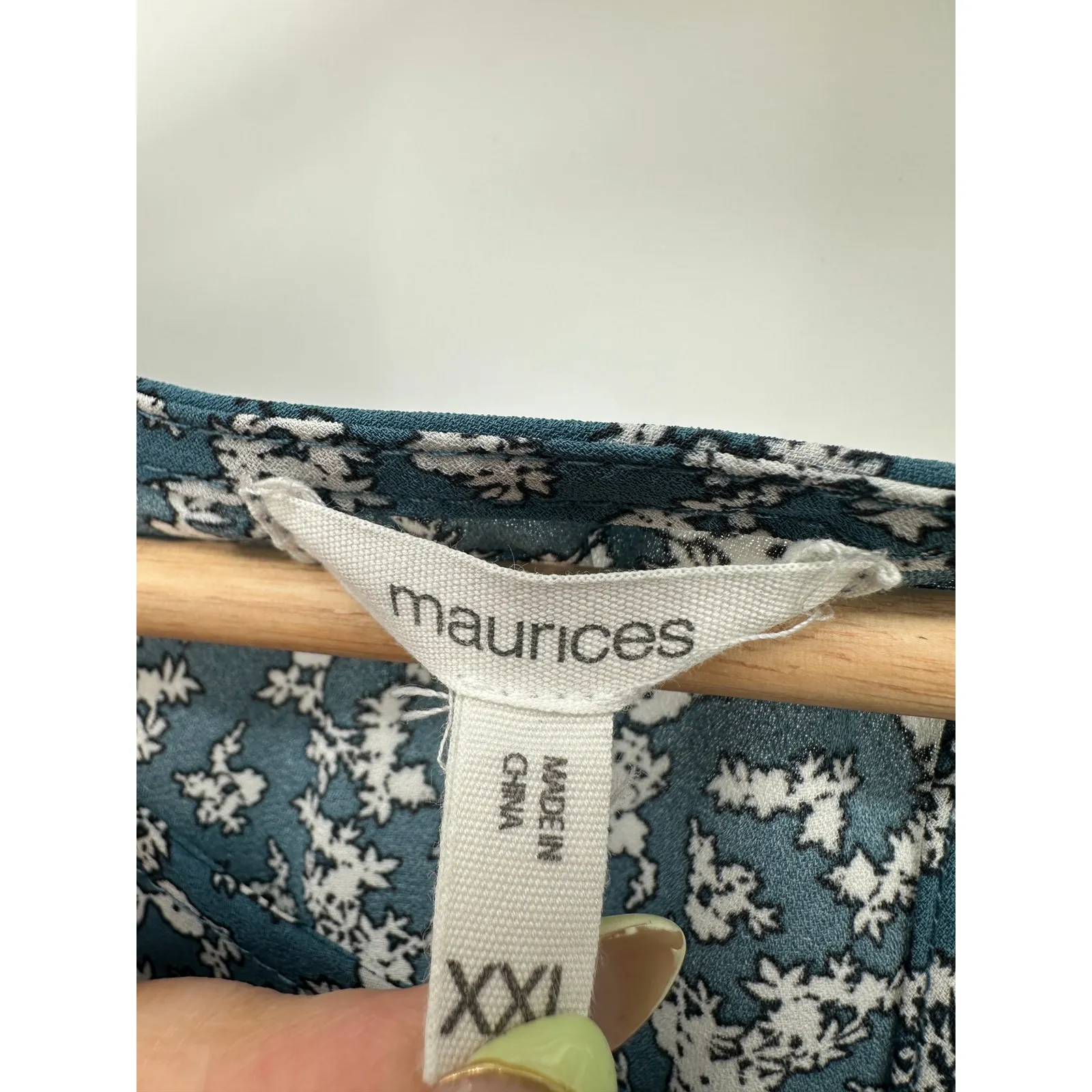 Maurices Top Women XXL Blue Microfloral Boho Ruffle Babydoll Feminine Peasant - Image 6