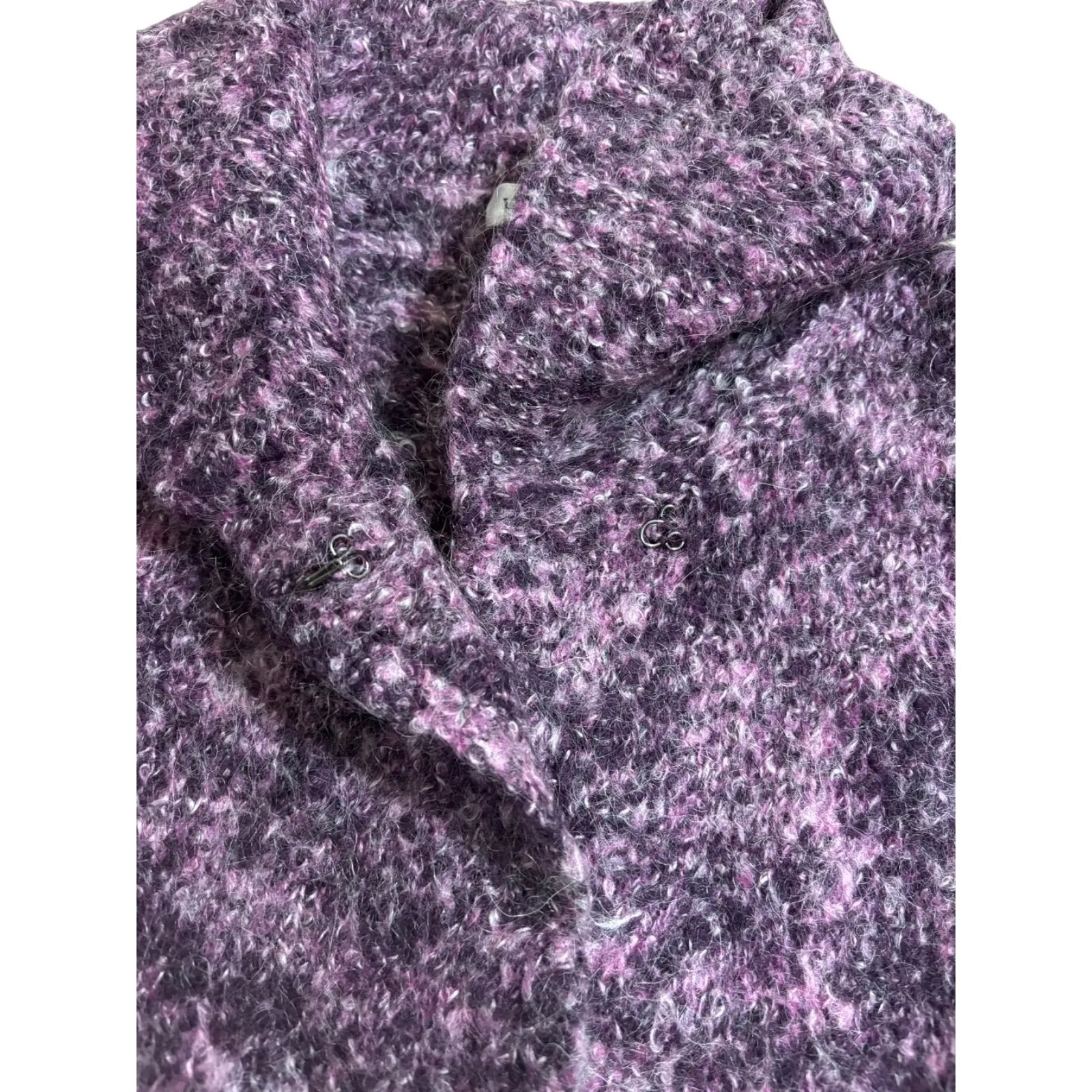 Laura Ashley Wool Mohair Blend Vintage Duster Marled Purple Size S CottageCore - Image 4