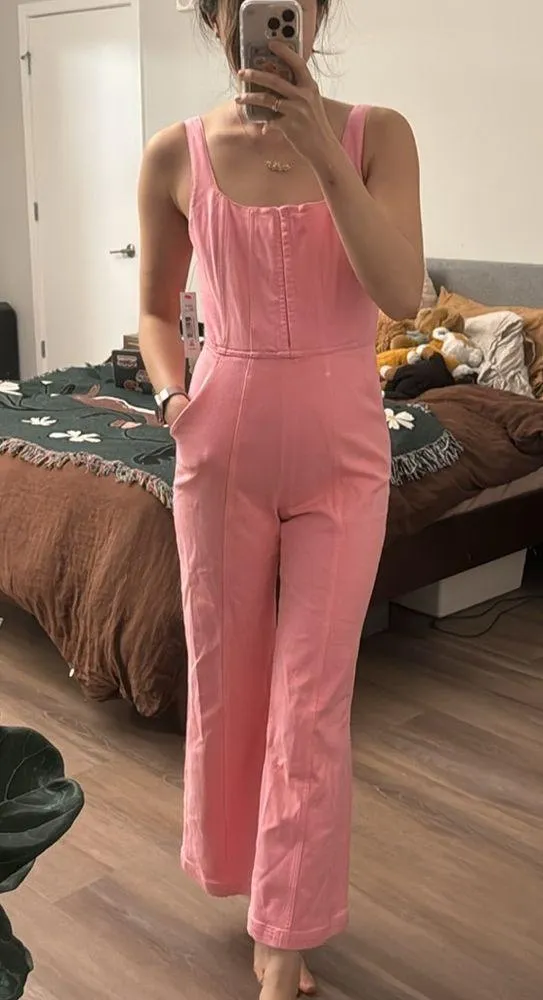 NWT Alice + Olivia Chels Corset Jumpsuit in pink denim - Image 2