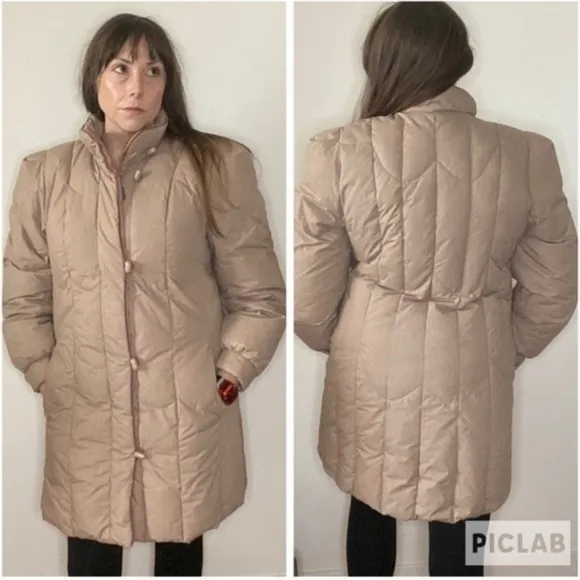 BiBi Brothers Down Fill Camel Puffer Coat Small Tan - Image 2