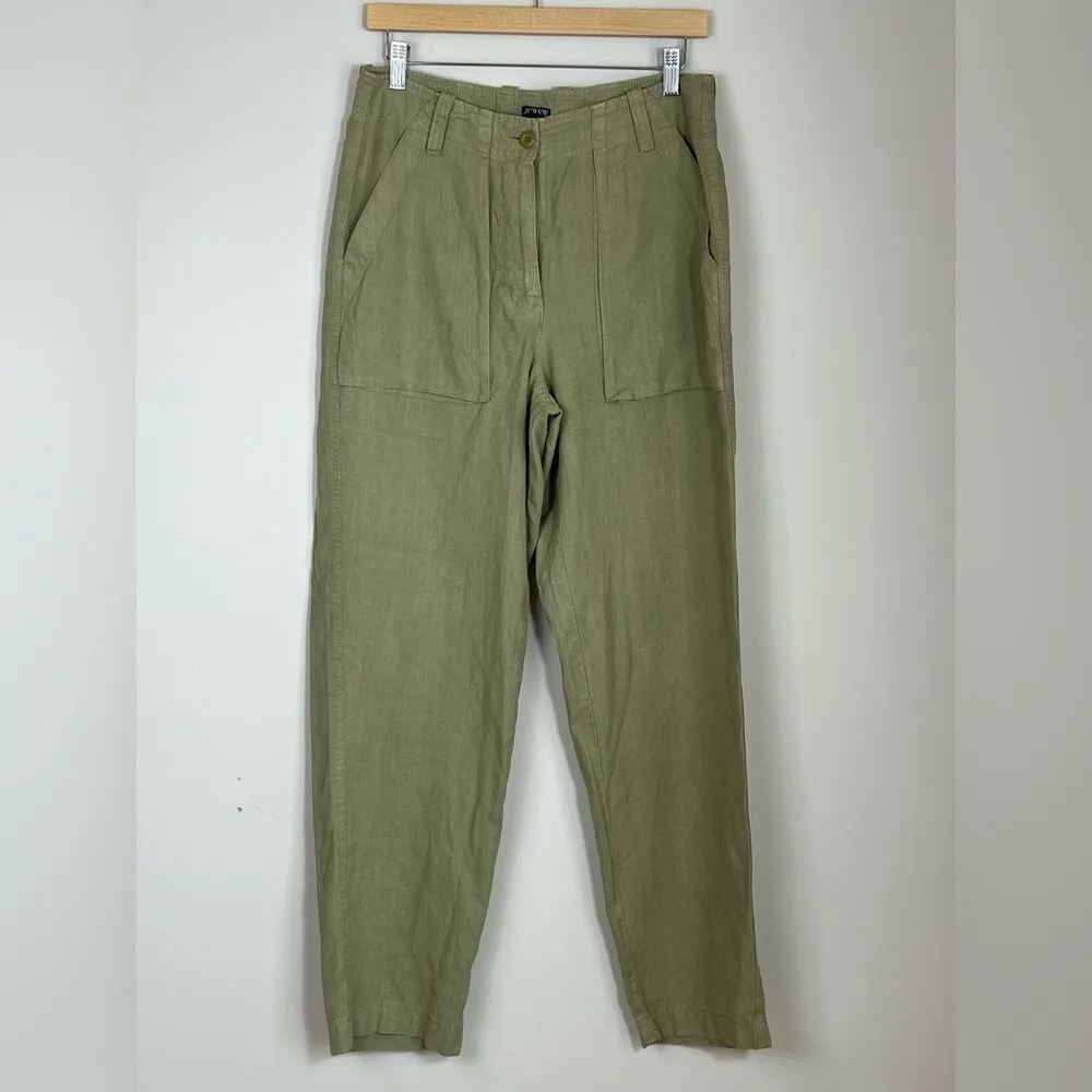 J. Crew Women's Linen Seaside Cargo Pant Straight Leg Utility Casual Size 6 Tall - Image 2