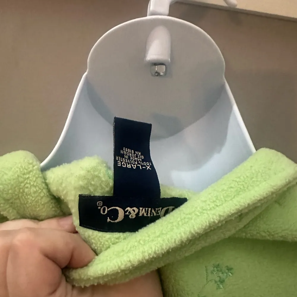 Women's Green & Blue Fleece Embroidered Floral Spring Jacket Denim&Co 1X - Image 2