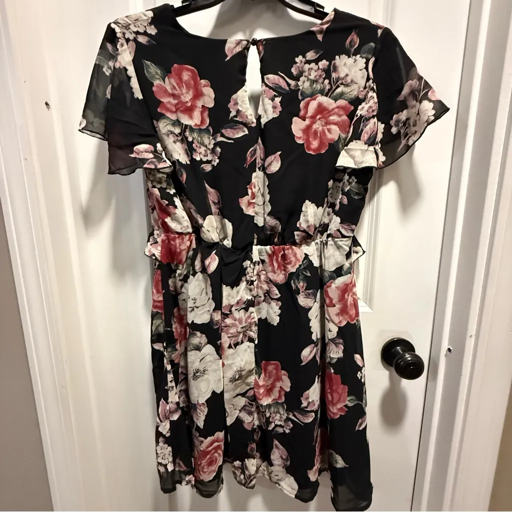 Maurices Black Dress with Pink and White Floral Design - Image 2