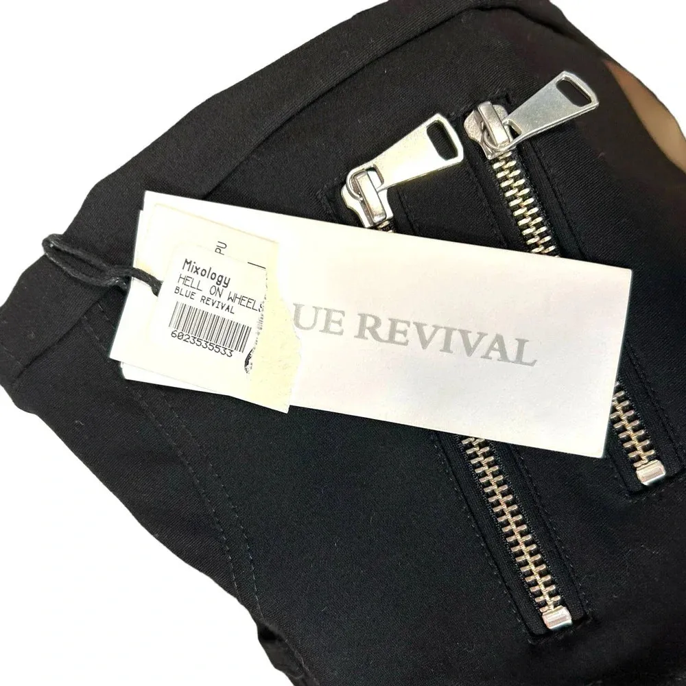 Blue Revival Hell on Wheels Unreal Leather & Ponte Skinny‎ Pants Black Size 26 - Image 13