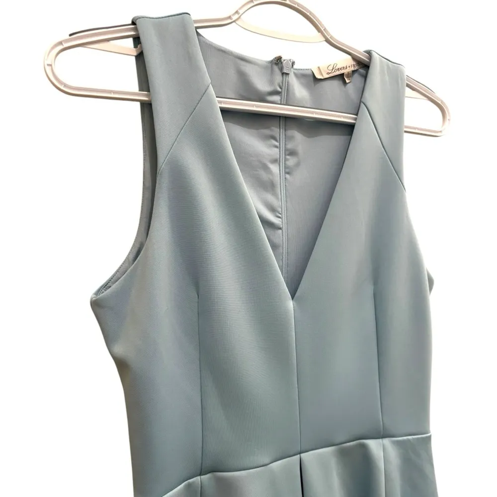 Lovers + Friends light baby blue v neck fit & flare cocktail dress - Image 3