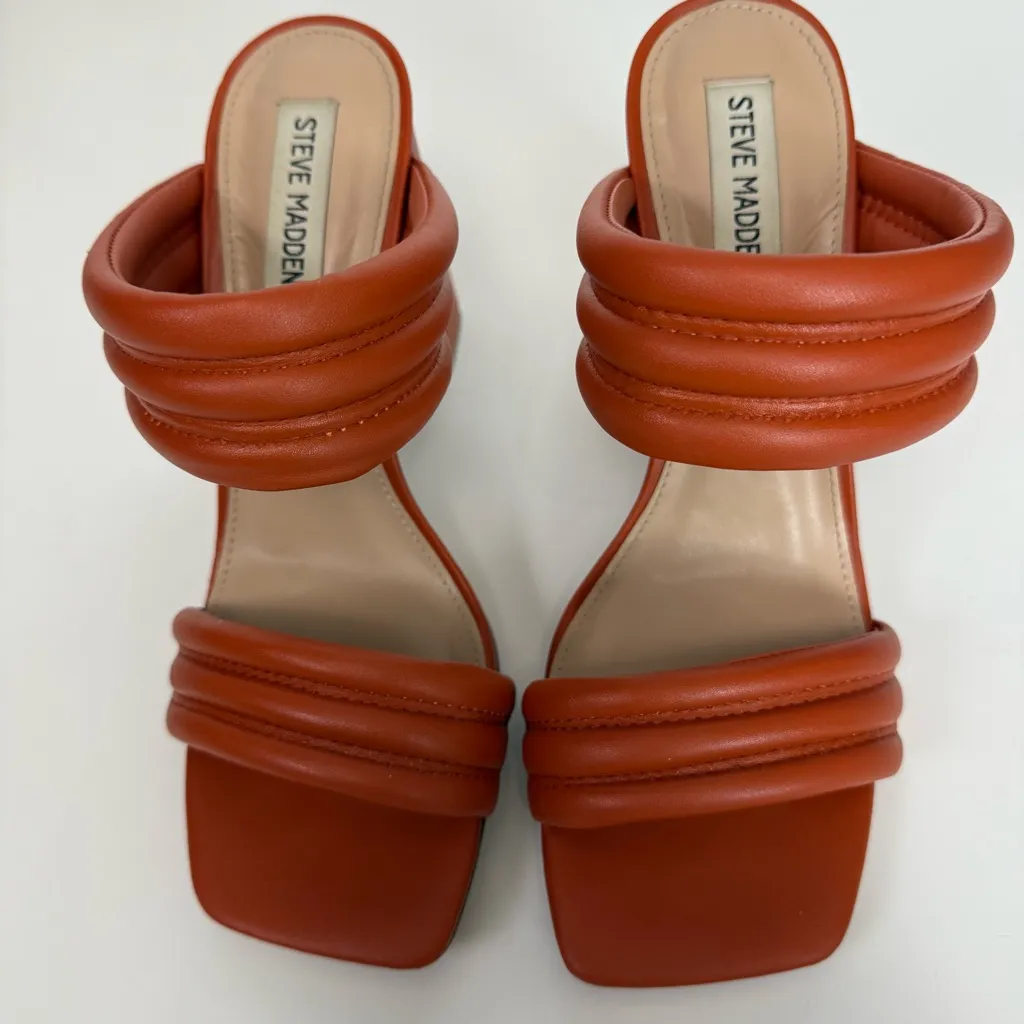 In Box Steve Madden Rust Tahani Block Heel Sandals in Bold Orange Women Size 9 - Image 6
