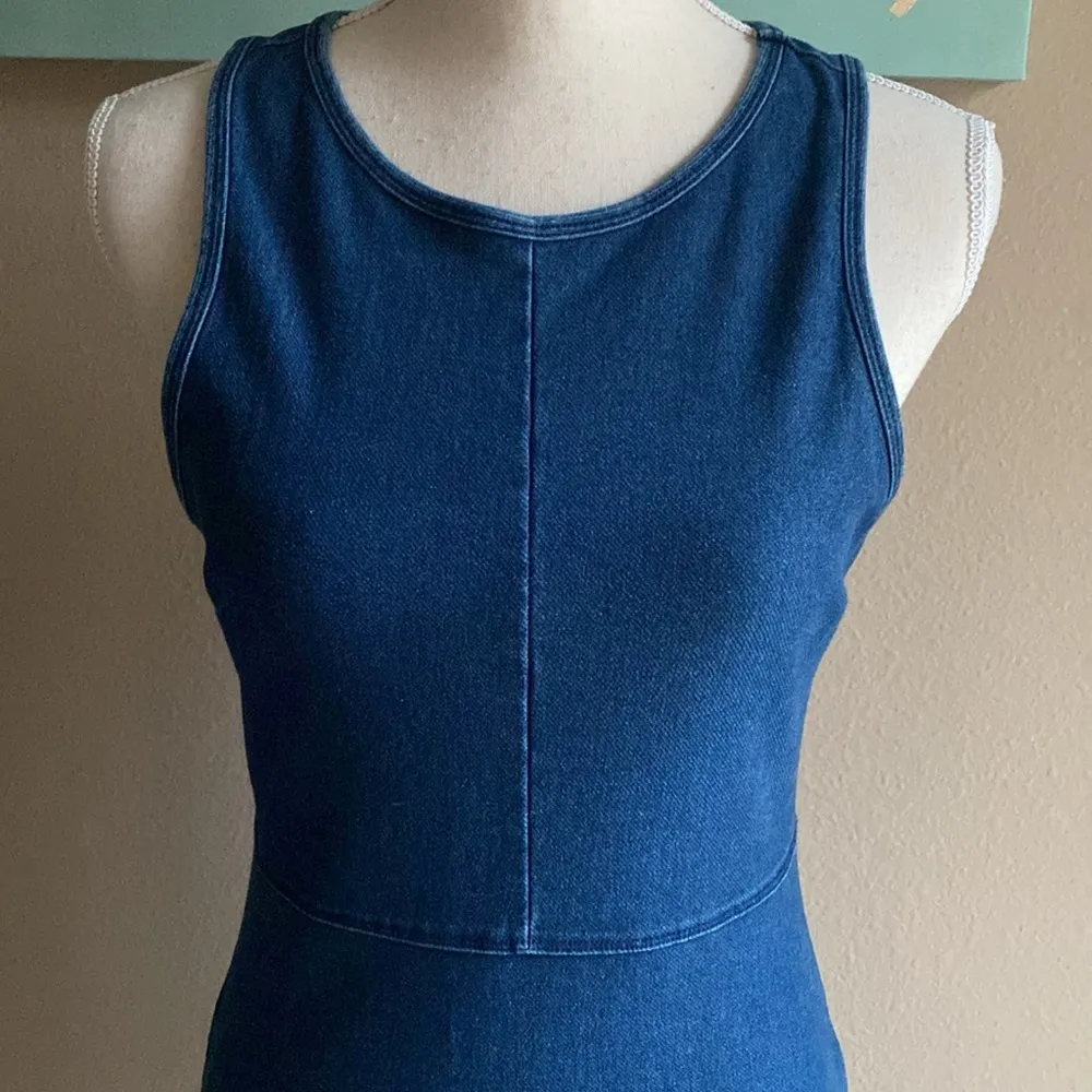 Dark blue denim stretchy dress medium - Image 5