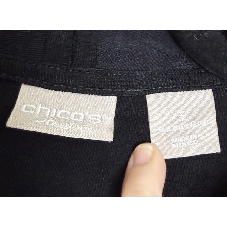 Chicos Travelers 3 US Size‎ 16/18 Black Tie Front Top Blouse Classic Career - Image 3