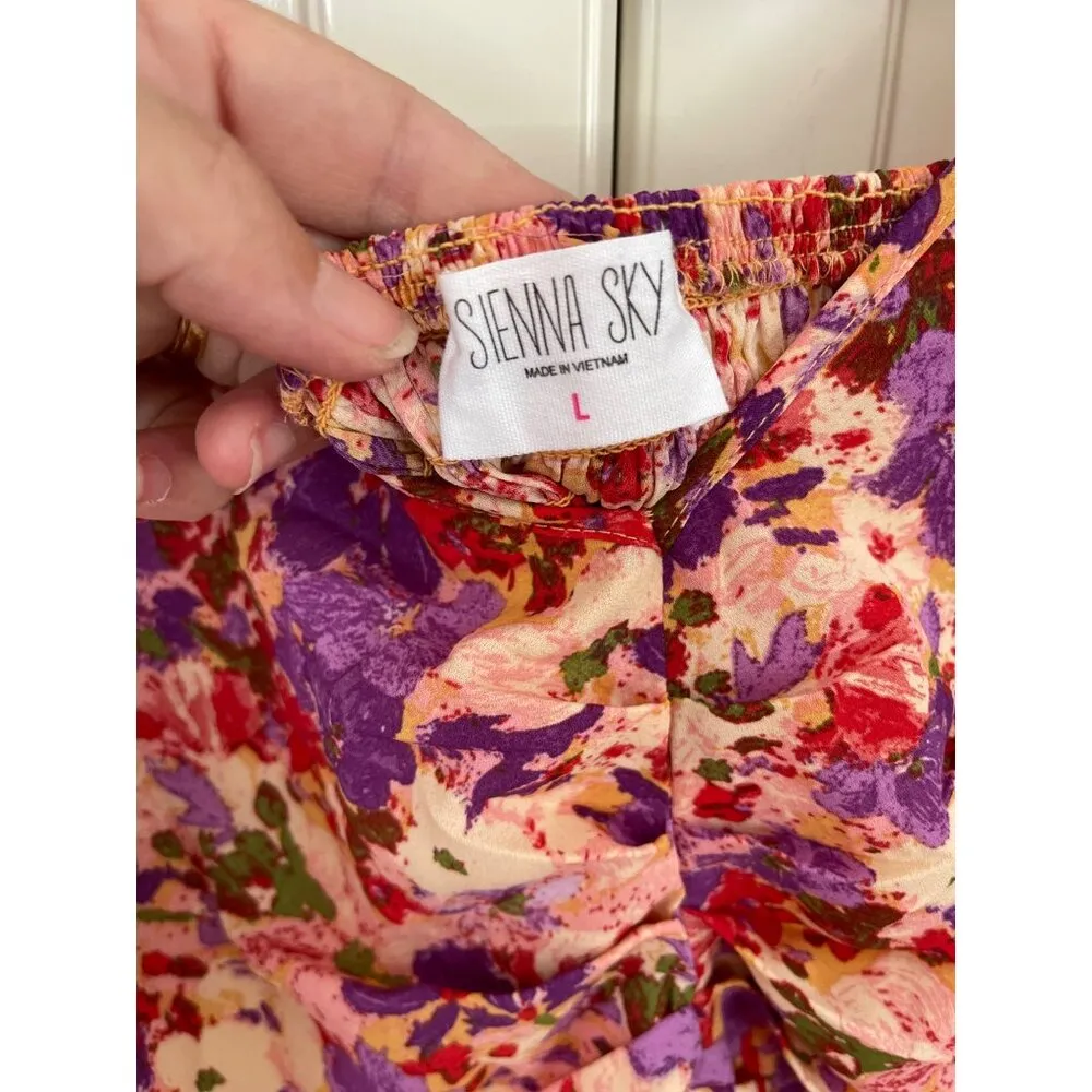 Sienna Sky cropped blouse Colorful Floral Chiffon Top size L New NWOT - Image 2