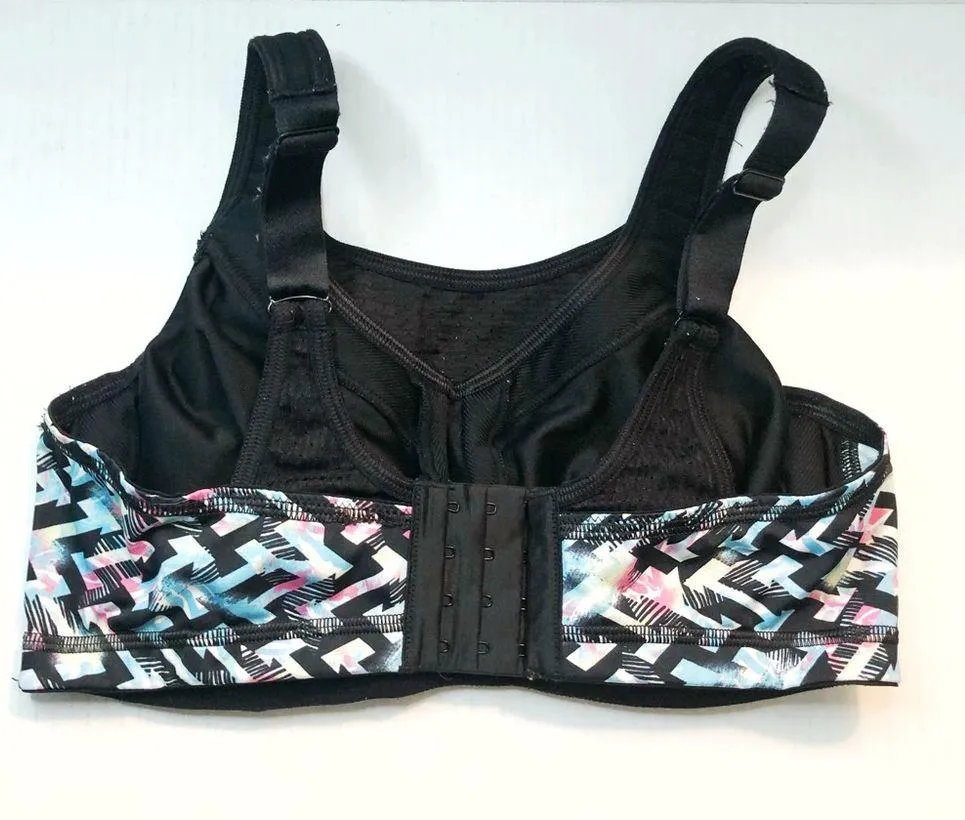 Glamorise Sports Bra Elite Performance Double Layer Black Pattern Sz 34D GUC - Image 5