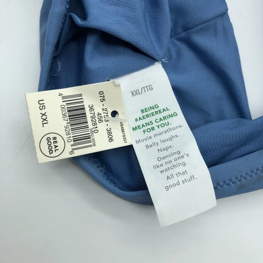 Aerie Womens Blue Halter Bikini Swim Top Keyhole Removable Cups XXL - Image 5
