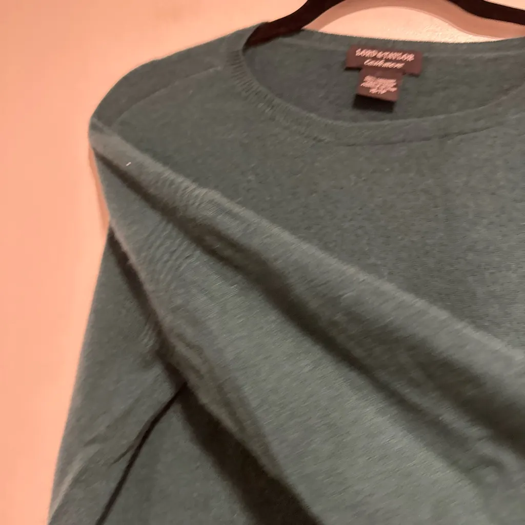 Lord & Taylor Sz:XS cashmere Teal Long Sleeve Oversized Boxy Sweater 3/4 sleeves Green - Image 9