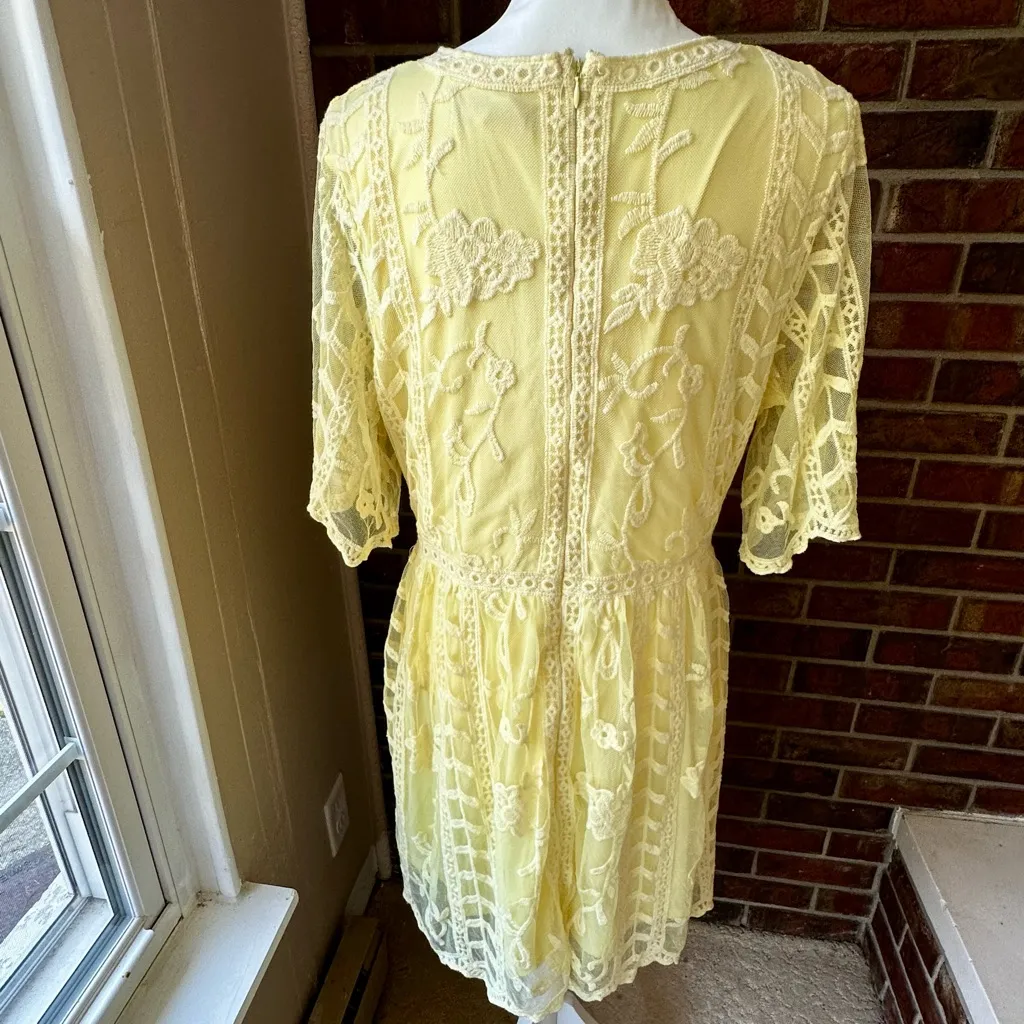 Chic Butter Yellow Lacey Midi Dress Lacey Boho Chic Feminine Girly Vacation Vibe Size undefined - Image 6