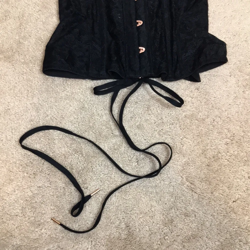 Savage x Fenty Women’s Black Lace Bow Tie-Up Back Corset Bustier Lingerie - Image 3