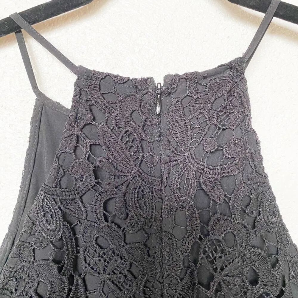 Aqua Sleeveless Black Lace Romper Size Medium - Image 8