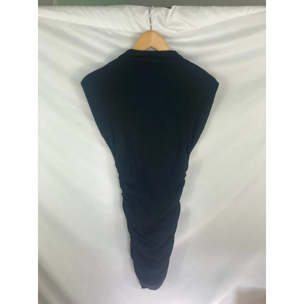 Michael Stars Gia Mock Neck Powershoulder Bodycon Ribbed Dress XS - Image 6