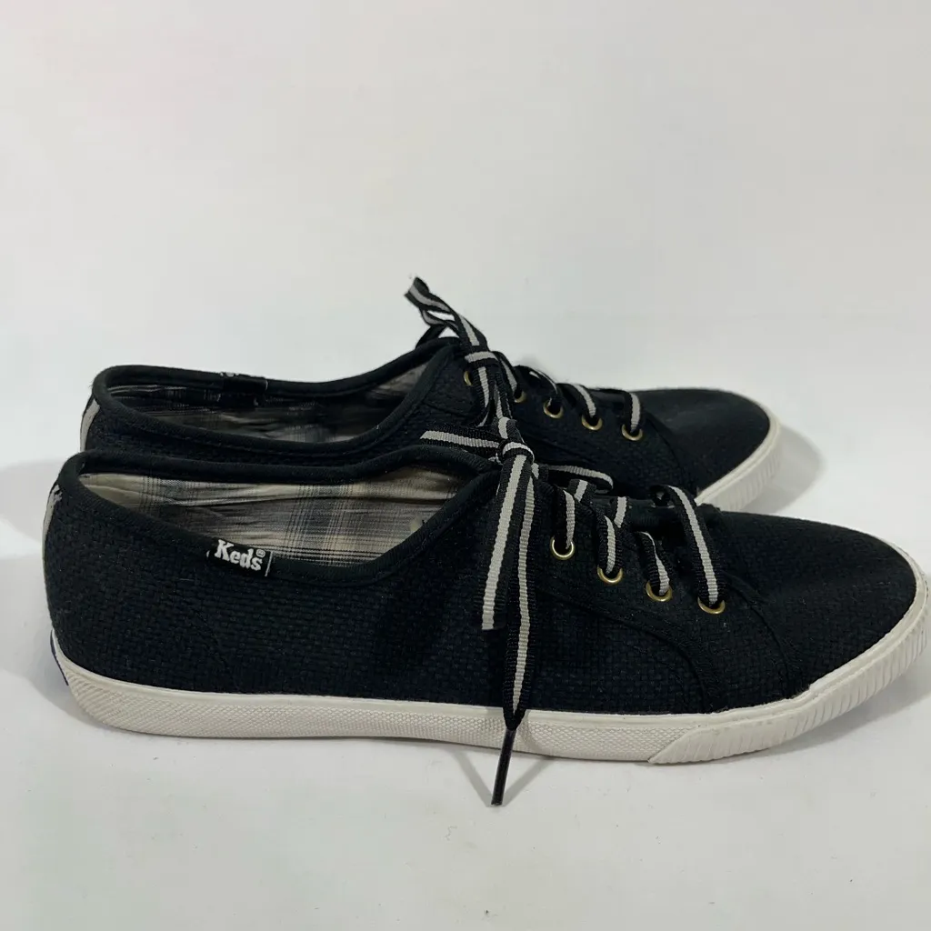 KEDS KICKSTART CANVAS SNEAKERS WOMENS SZ 8 BLACK &‎ GRAY PREOWNED - Image 3