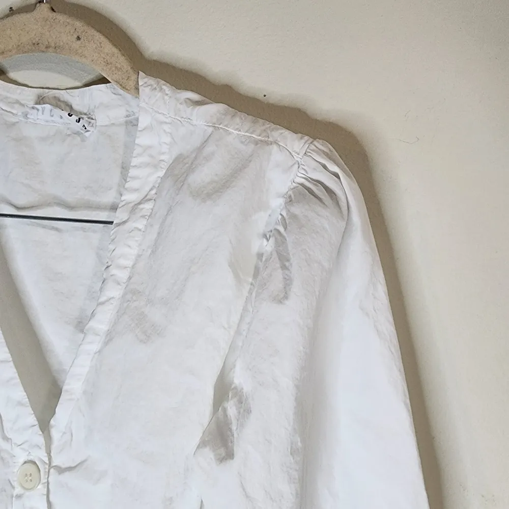 Lacausa White Button Front 5% Silk Blend Long Sleeve Women XS Modern Blouse - Image 4