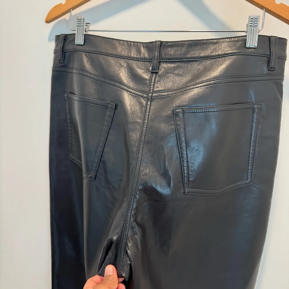 Wilfred Aritzia 'The Melina Pant' Black Vegan Leather High Rise Trousers sz 14 - Image 5