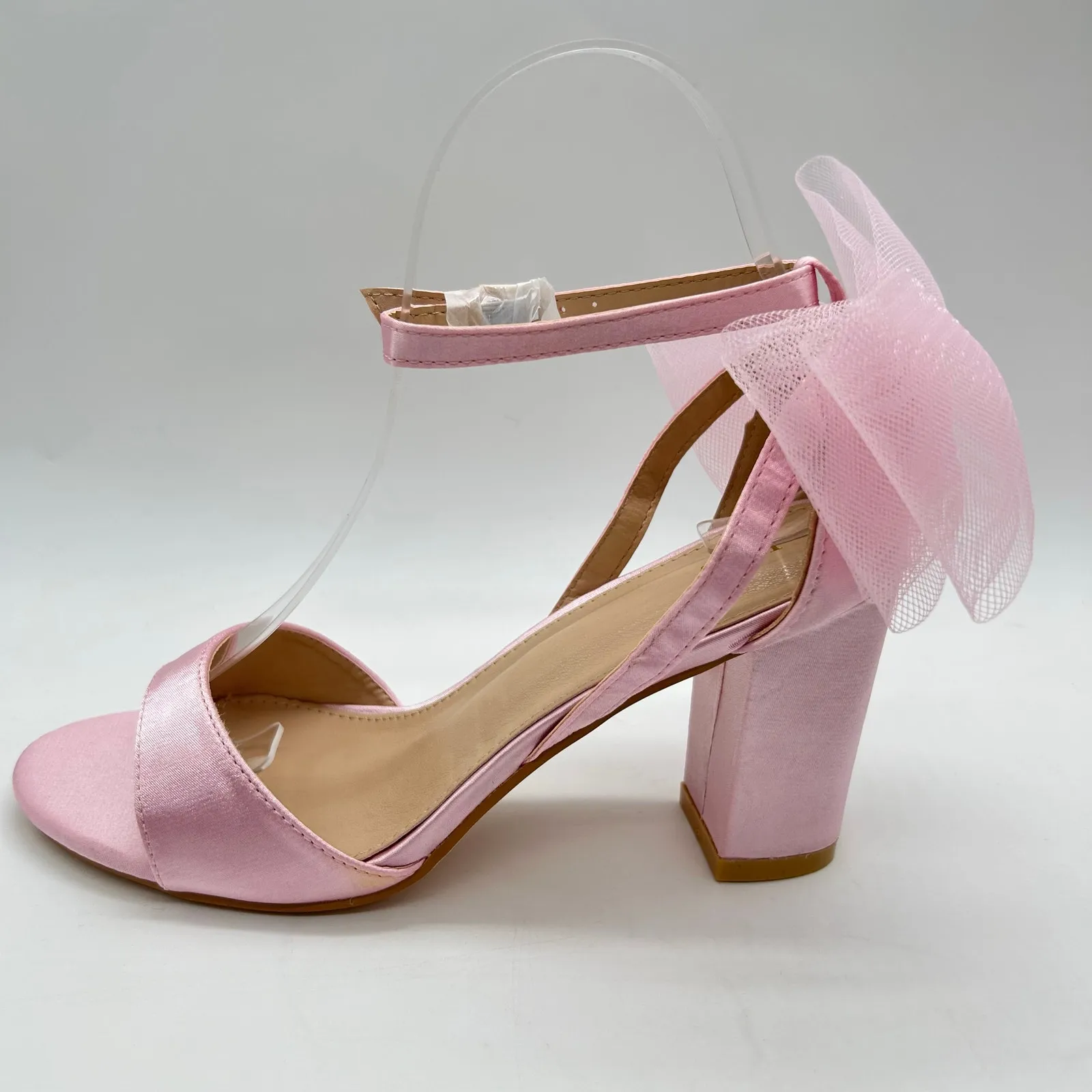 Allegra K Sandal Womens 7 Pink Open‎ Toe Bow Chunky Heel Sandals NEW - Image 4