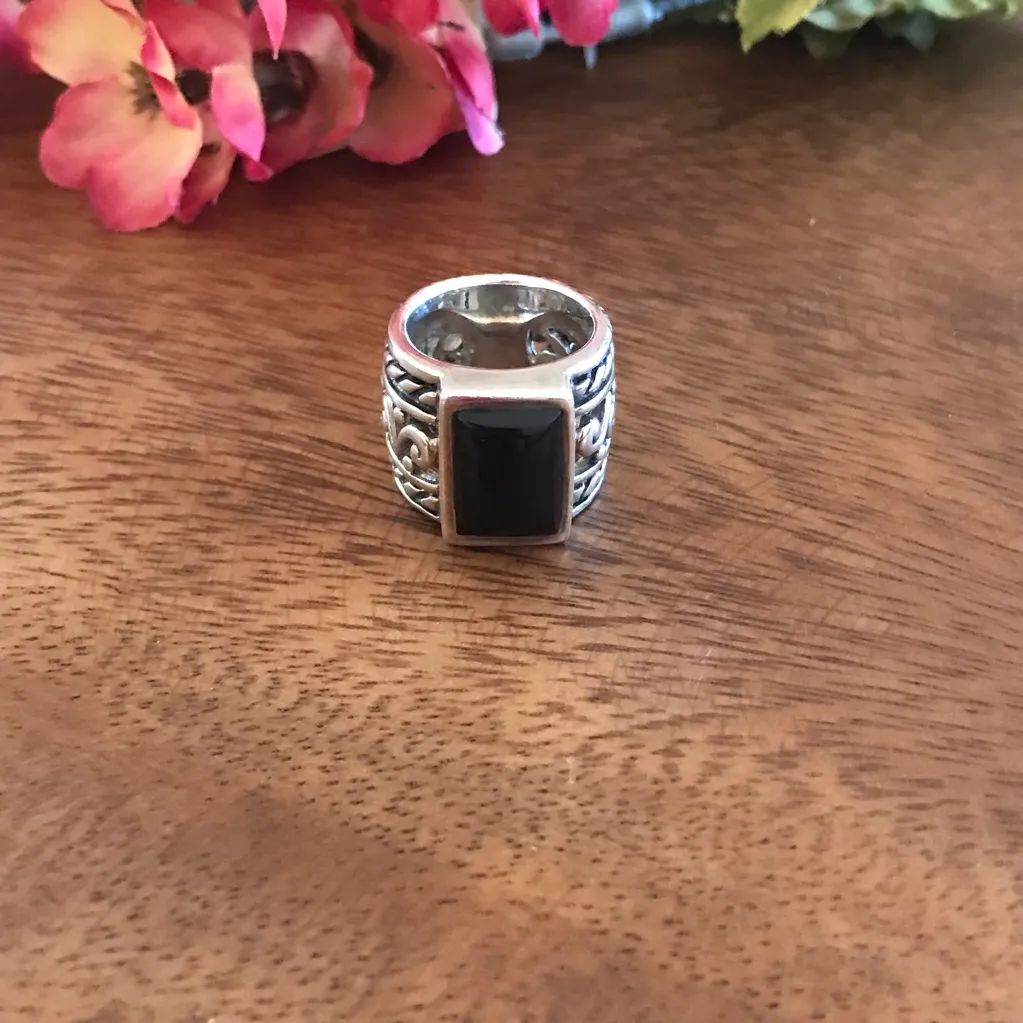 Silpada Black Onyx Sterling Silver Ring Size 5 - Image 5
