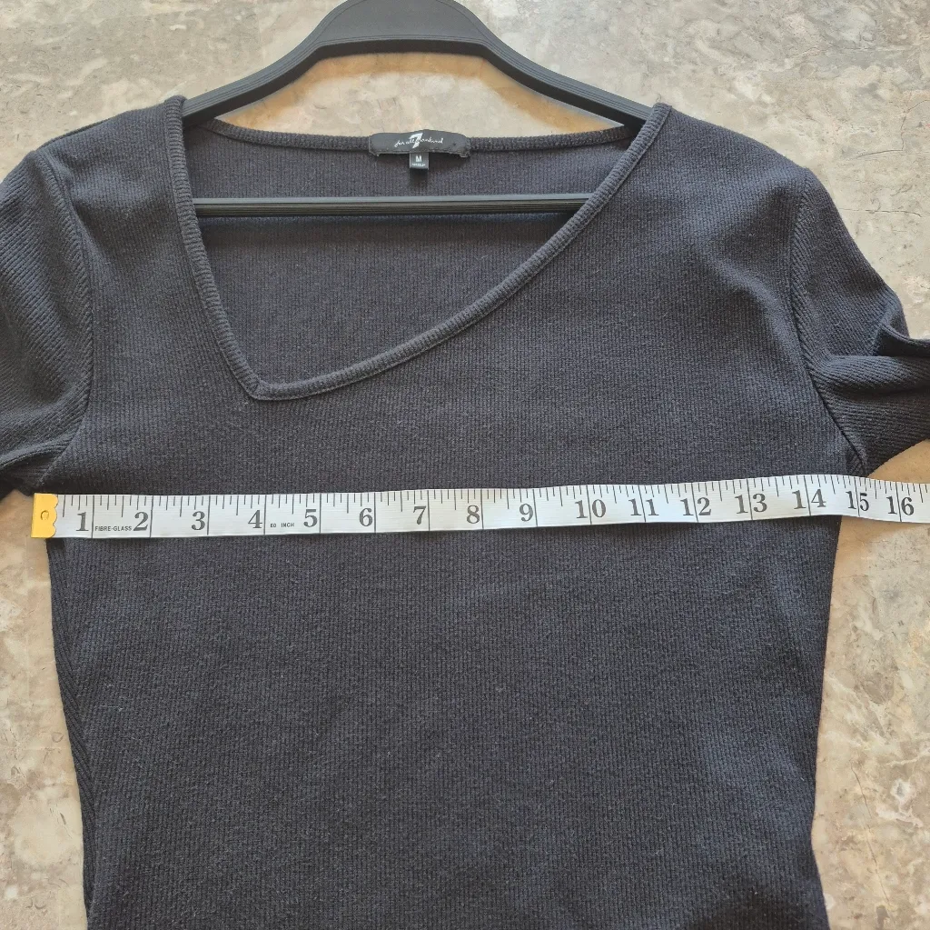 7 For All Mankind Black Long Sleeve Black Bodysuit Medium - Image 4