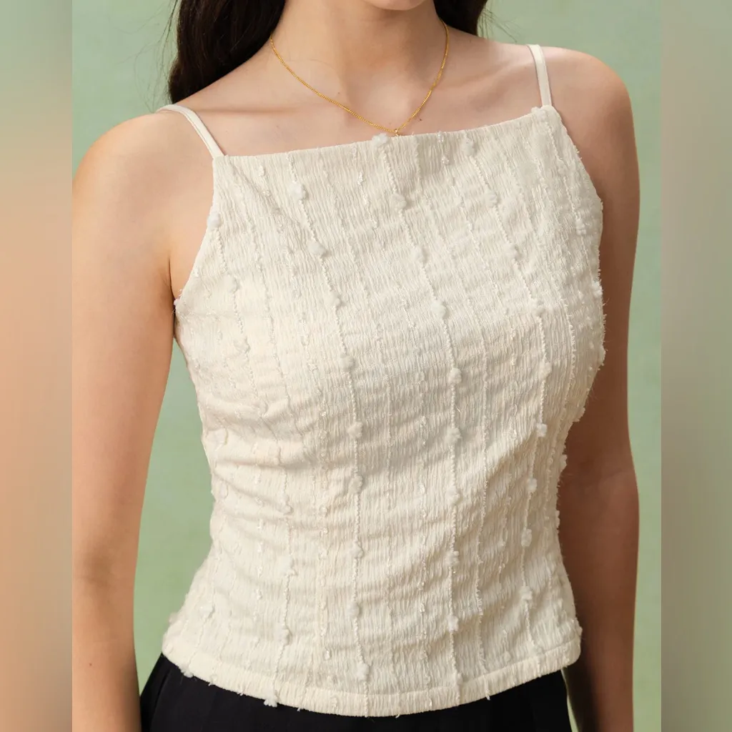 Rihoas Beige Textured Slim Cami Top - Image 2