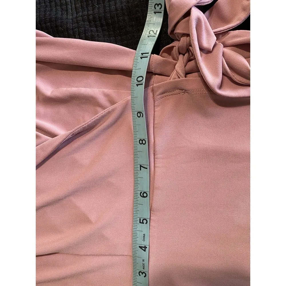 Dusty Rose Pink Spaghetti Strap Faux Wrap Slip Lace W/ Tie Dress Small S - Image 8