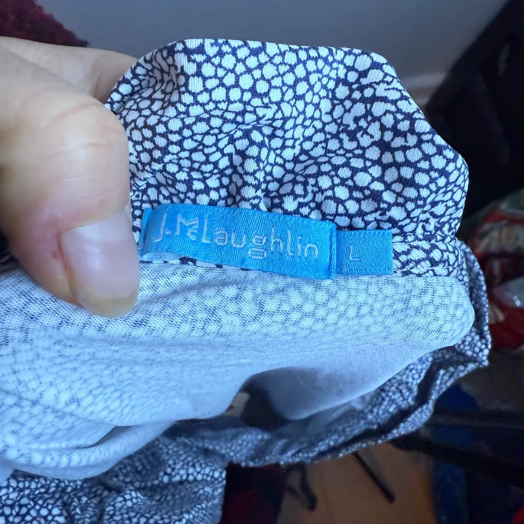 J. McLaughlin Navy Blue Speckled Durham Ruffle Top - Image 3