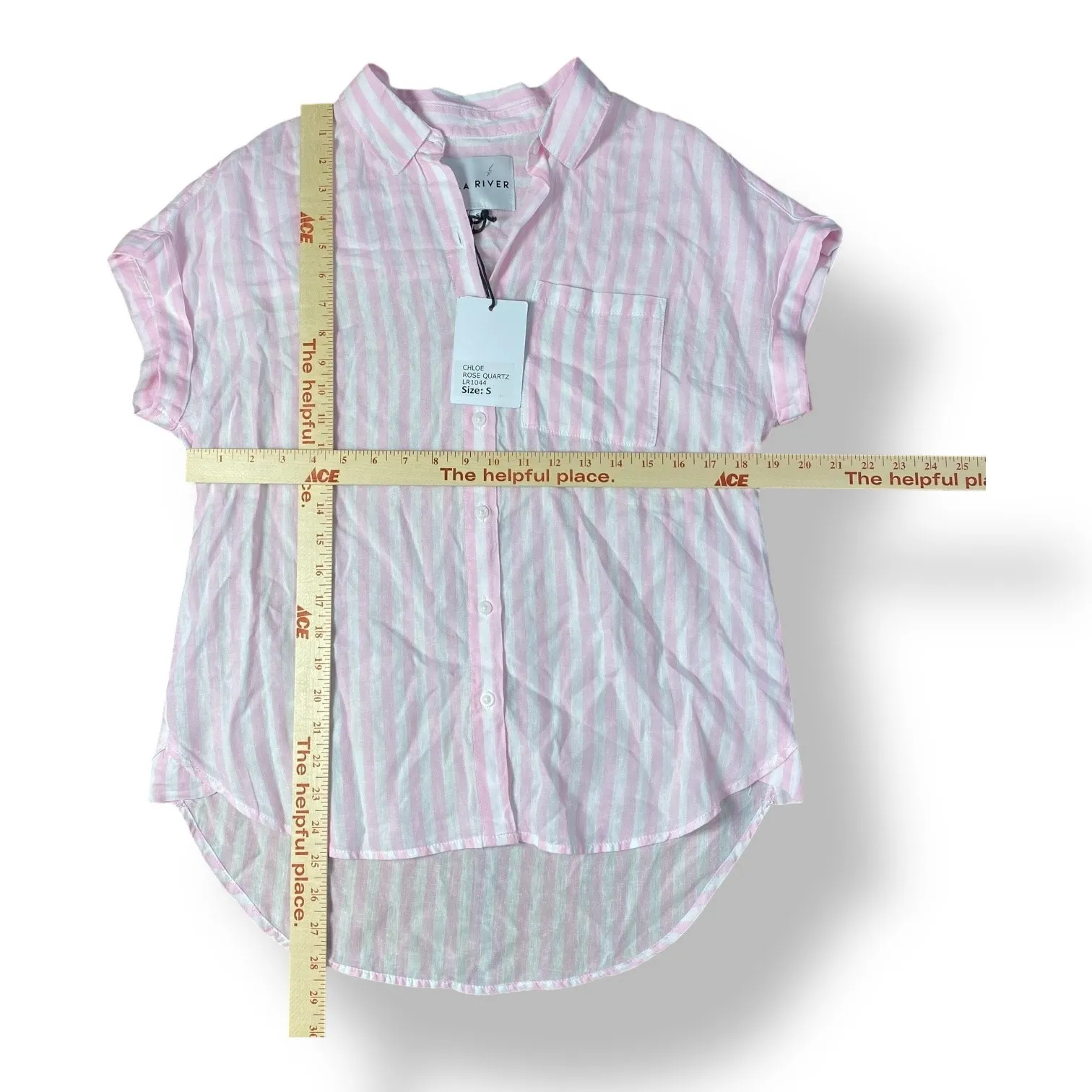 Lola River NWT Striped Linen x Tencel‎ Chloe Top Womens Size S in Rose Quartz Pink - Image 3