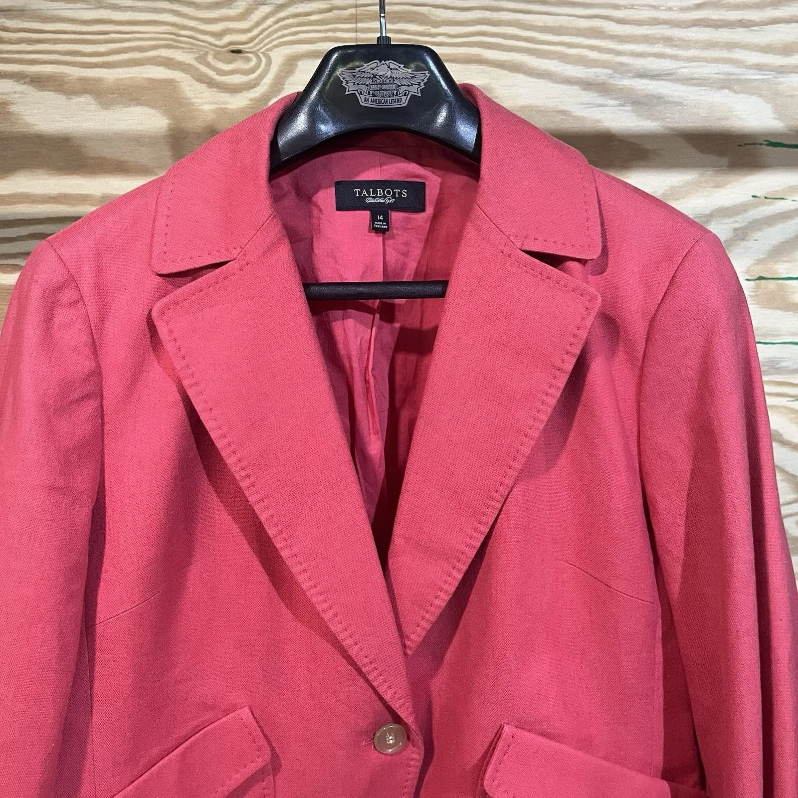 Talbots Linen Blend Blazer Size 14 Orange Coral Career Beachy Preppy Minimalist - Image 5