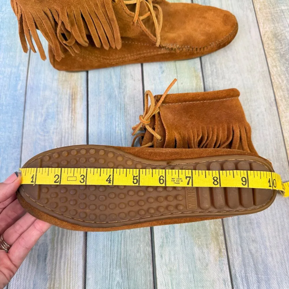 Minnetonka Tramper Ankle Boots Size 7 Leather Suede Lace Up Fringe Vintage Boho - Image 8